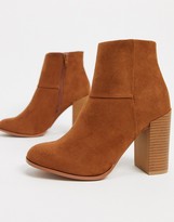Thumbnail for your product : ASOS DESIGN Recite heeled ankle boots in tan