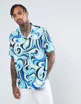 Thumbnail for your product : Jaded London Revere Shirt In Blue Print