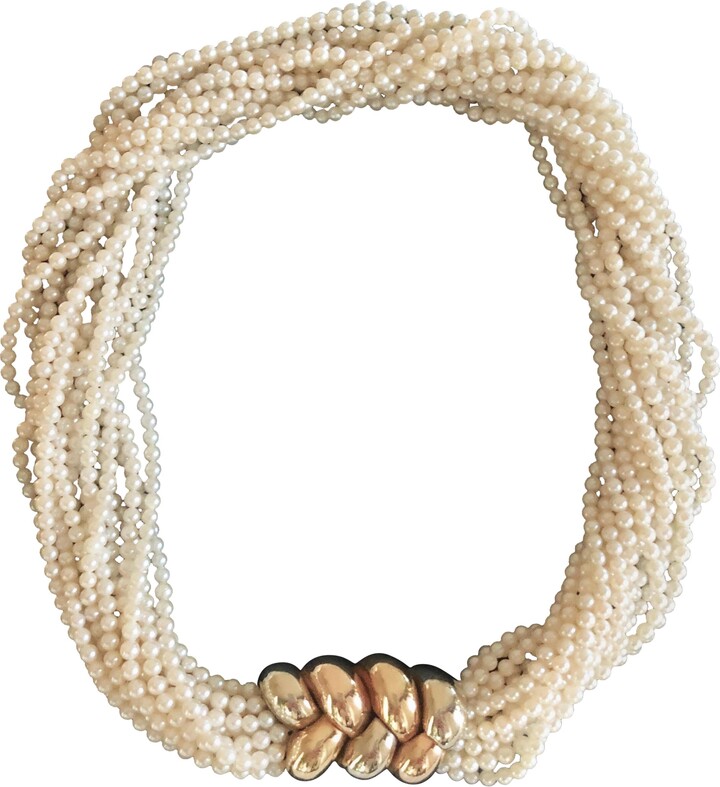 POIRAY Multi Strand Akoya Pearl Necklace Gold Clasp