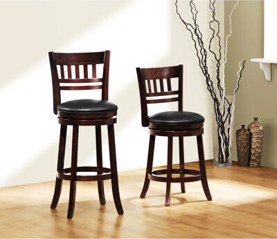 fengshu Solid Wood 360-degree Swivel Counter Height Chair, Dark Cherry, Pleasant Footrest For Dining Cherry Wood, Comfort