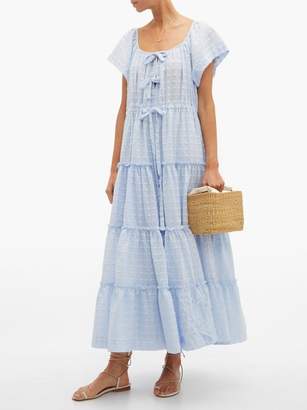 Innika Choo Alotta Gud Tiered Cotton Maxi Dress - Womens - Blue