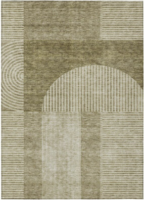 HomeRoots 5' X 8' Beige Geometric Washable Indoor Outdoor Area Rug