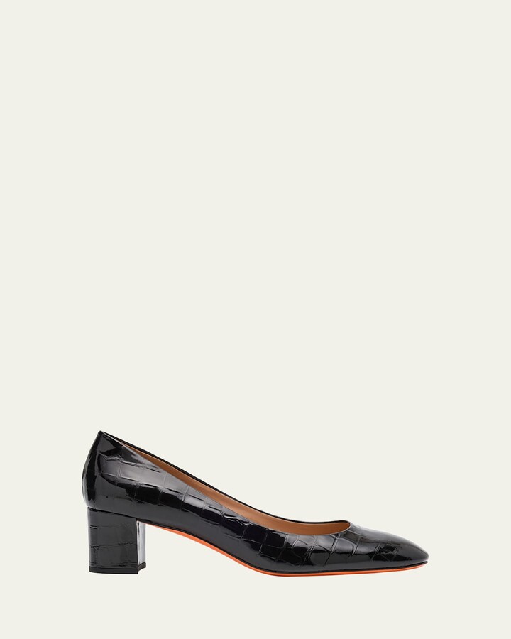Santoni Fight Croc Leather Pumps