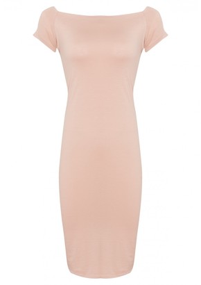 Missy Empire Tulip Nude Off The Shoulder Bodycon Midi Dress
