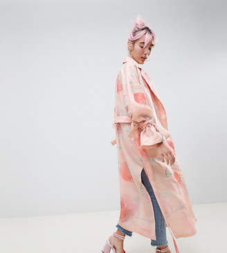Hello Kitty Asos Design x ASOS DESIGN trench duster coat In floral print