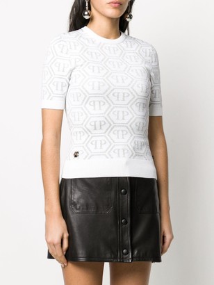 Philipp Plein All Over Logo Knitted Top