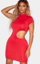 Thumbnail for your product : PrettyLittleThing Shape Red Jersey Cut Out Side High Neck Bodycon Dress