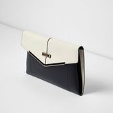Thumbnail for your product : River Island Womens Black and cream foldover envelope clutch bag