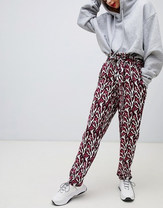 Noisy May printed paperbag waist trouser