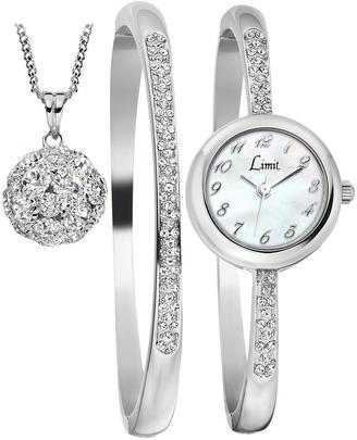 Limit Silver Tone Dial Bracelet, Bangle And Pendant Ladies Gift Set