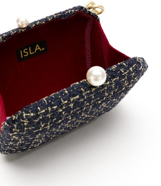 Isla Tweed Clutch Bag With Pearl Detail