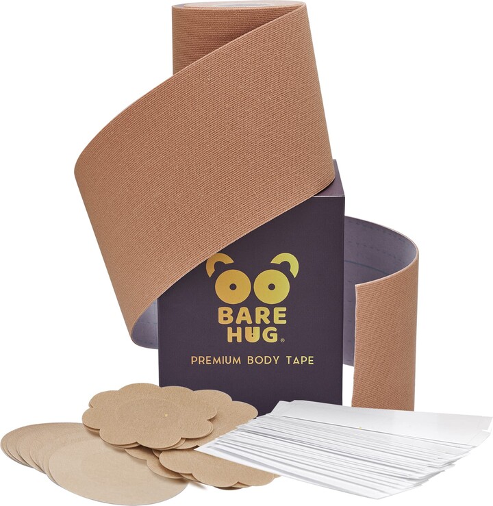 Bare Hug Premium Boob Tape With Storage Box Nipple Covers and Double Sided Fashion Tape Body