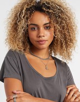 Thumbnail for your product : Topshop premium scoop neck t-shirt in charcoal
