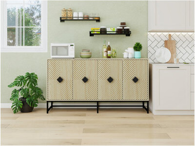 Ebern Designs Carved 4 Door Sideboard ,Sideboard Buffet Cabinet With Storage ,Modern Coffee Bar Cabinet With Adjustable Shelf For Living Room,Diningroom,Kitchen