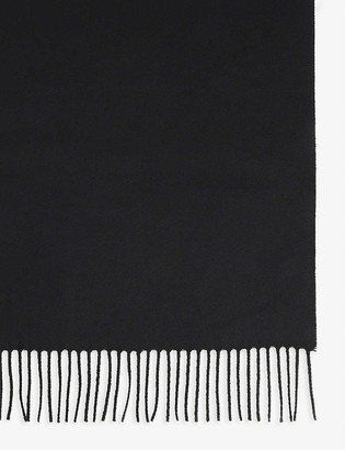 Johnstons Fringe-hem personalised wool scarf
