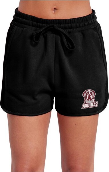 NCAA Women'sAquinasCollegePrimaryLogoCasualDrawstringCottonSweatShortsWithPockets,Black,Small
