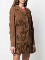 Thumbnail for your product : P.A.R.O.S.H. Fringed Suede Button-Up Jacket