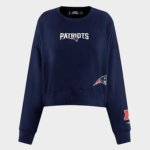 Pro Standard Women's New England Patriots NFL Wingspan Fleece Crewneck Sweatshirt in Midnight Navy | Size: Small