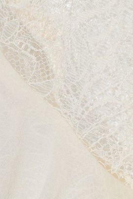 Diane von Furstenberg Mariela Pussy-bow Lace-paneled Silk-georgette Blouse