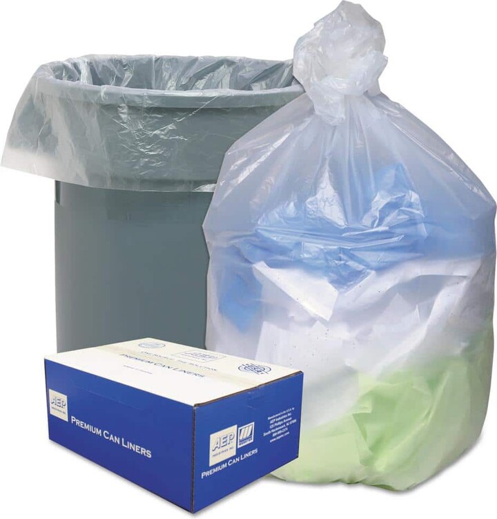 33 Gal. Natural Trash Bags, 11 Mic 33 in. x 40 in., 20 Rolls of 25 Bags, 500/Carton