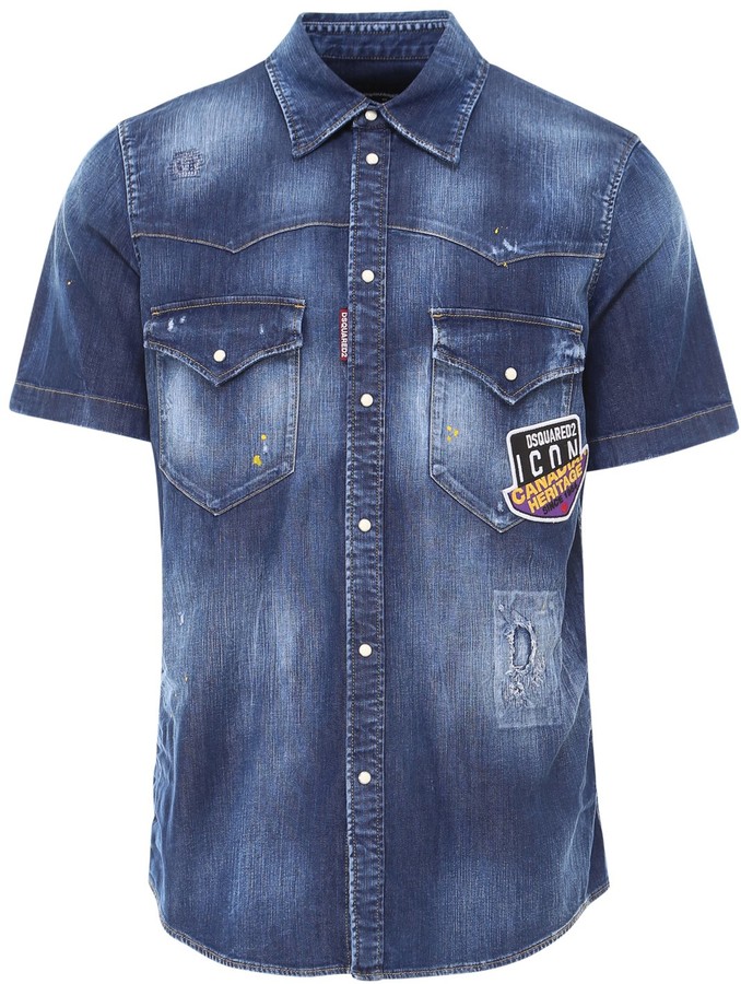 DSQUARED2 Icon Patch Denim Shirt ShopStyle