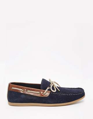 Red Tape Driving Loafers In Blue Suede