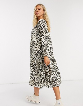 ASOS DESIGN Maternity midi smock dress in leopard print
