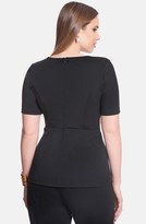 Thumbnail for your product : ELOQUII Faux Leather & Ponte Peplum Top (Plus Size)