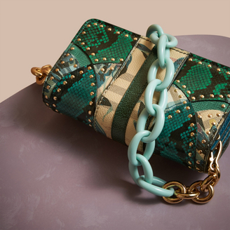 Burberry The Small Buckle Bag in Riveted Snakeskin and Floral Print