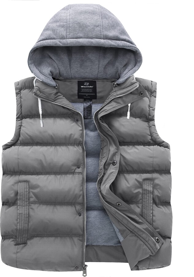 Wantdo Men's Plus Size Winter Puffer Gilet Warm Gilets Windproof Body  Warmer Vest Cotton Padded Gilets Hooded Sleeveless Vest Grey 54-56 -  ShopStyle Jackets