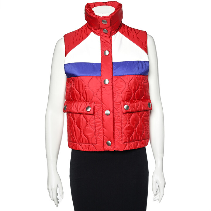 Miu Miu Red Nylon Quilted Sleeveless Puffer Jacket M - ShopStyle