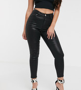 Thumbnail for your product : ASOS Petite DESIGN Petite Ridley high waisted skinny jeans in coated black