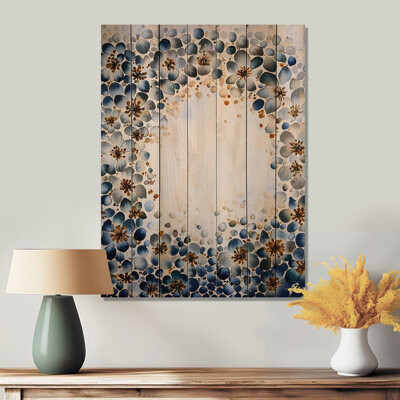 Botanical Celestial Bloom In Winter III - Botanicals Wood Wall Art On Natural Pine Wood