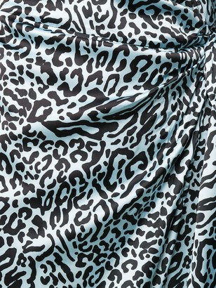 The Andamane Leonado leopard-print satin wrap dress