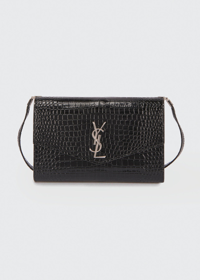 Saint Laurent Uptown CrocEmbossed Clutch Bag ShopStyle