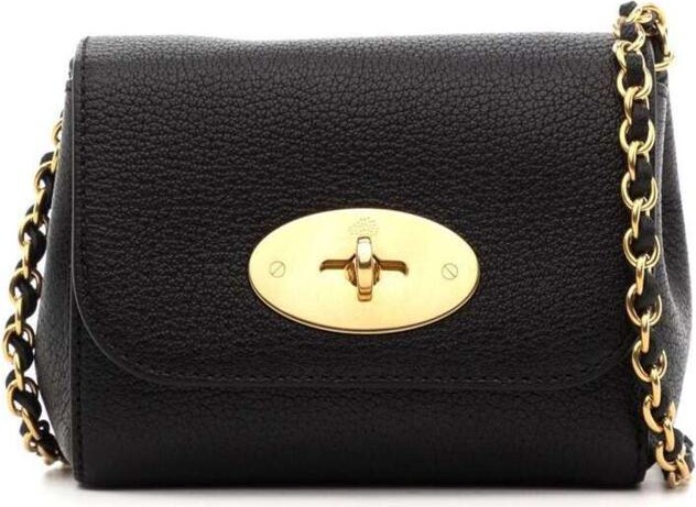 Mulberry 'Mini Lily' Black Shoulder Bag with Twist-Lock Fastening in  Full-Grain Leather Woman - ShopStyle