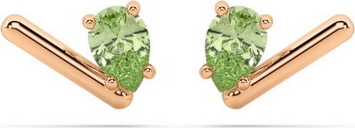 Oni Fine Jewelry Peridot Bar Stud - Rose Gold
