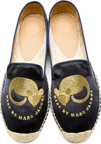 Thumbnail for your product : Marc by Marc Jacobs Navy Satin Embroidered Mouse Espadrilles