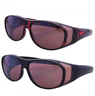 Pink Ribbon Shades 2 Pair Polarized Fit Over Lens Cover Sunglasses -Night Driving/Polarized