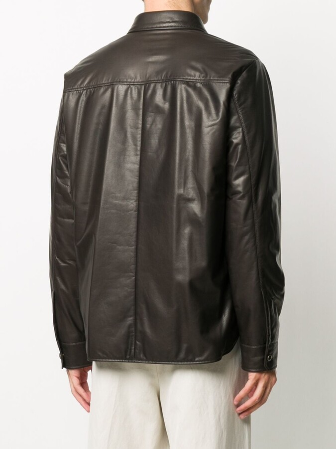 Ajmone Leather Shirt Jacket - ShopStyle