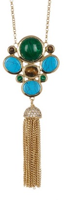 Cole Haan Bezel Set Cluster & Tassel Drop Necklace