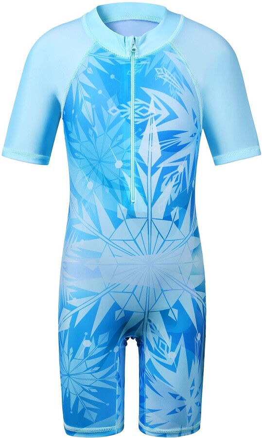 UV Sunsuit with Zipper 4-12Y Summer Sportswear HUAANIUE Long Swimsuit Girls Swimming 1pcs Swimwear UPF 50 