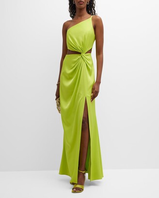 Liv Foster One-Shoulder Cutout Twist-Front Gown - ShopStyle Evening Dresses