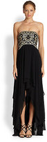 Thumbnail for your product : Sue Wong Embroidered Bodice Chiffon High-Low Gown