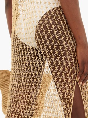 My Beachy Side - Orpul Beaded Crochet Maxi Dress - Gold