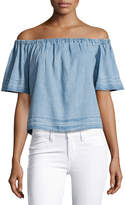 Thumbnail for your product : AG Jeans Sylvia Off-the-Shoulder Chambray Top, Blue