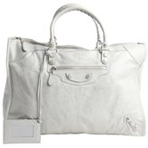 Thumbnail for your product : Balenciaga stone grey distressed leather 'Weekender' large top handle tote