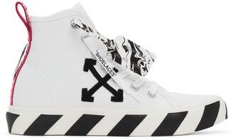 Off-White White & Black Vulcanized Mid-Top Sneakers
