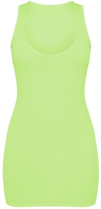 Fash Lime Ribbed Scoop Neck Bodycon Dress