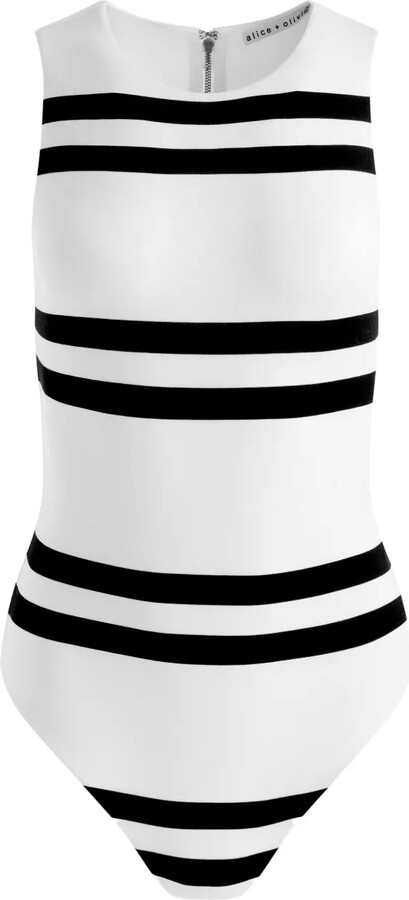 Alice + Olivia Rothy striped-pattern sleeveless bodysuit